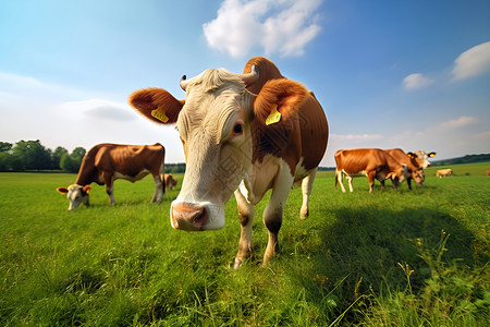 牧场里的奶牛背景图片