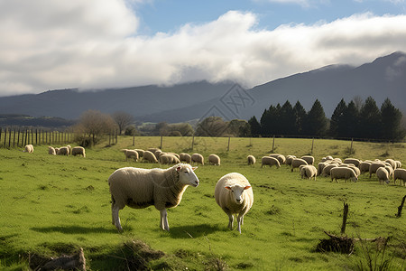 草地上的羊群背景图片