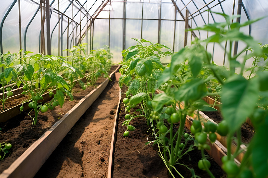 温室栽培的番茄苗图片