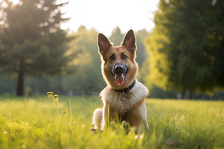 草地上的牧羊犬背景图片