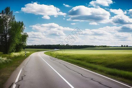 蓝天下的乡村公路背景图片