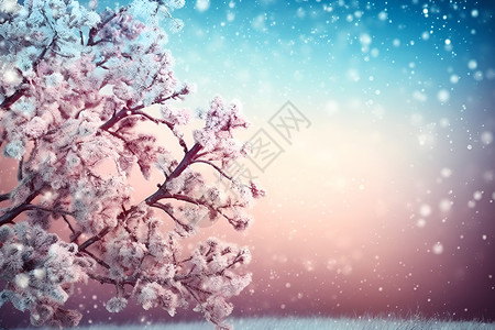 雪见的假期冬日的银雪树插画