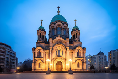 城市里的大教堂背景图片