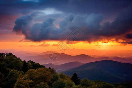 日落下的山谷背景图片