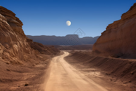荒漠中的土路背景图片