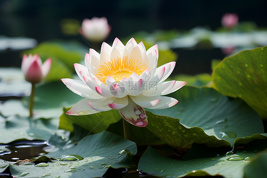 绿叶间的荷花图片