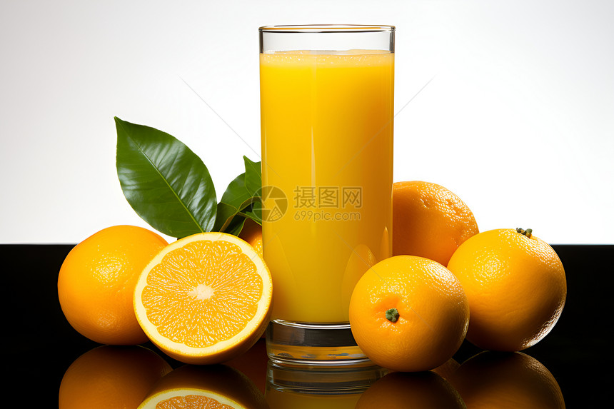 清新的橙汁图片