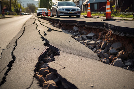 断裂的路面地震路面高清图片