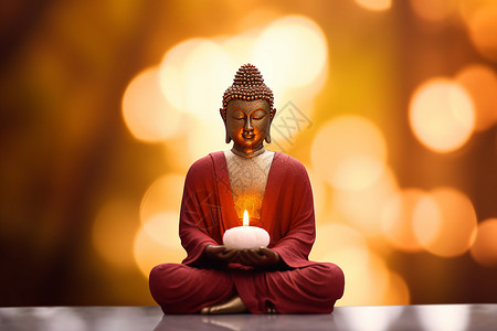 供养佛陀捧着蜡烛的佛像背景