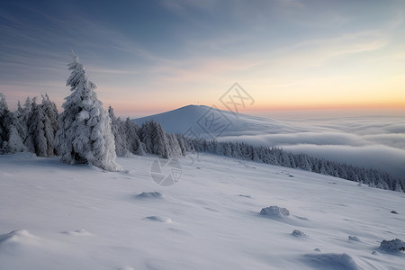 山脉上的自然冰雪背景图片