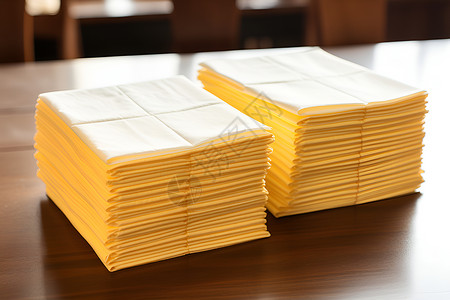 木桌上的黄色手帕背景图片