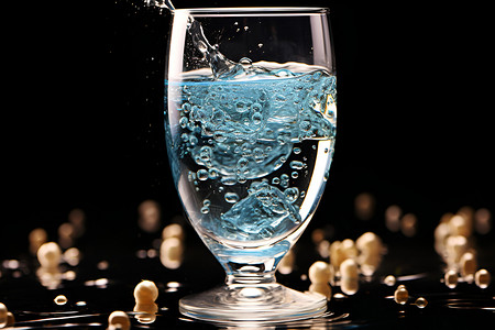 玻璃杯里的冰块背景图片