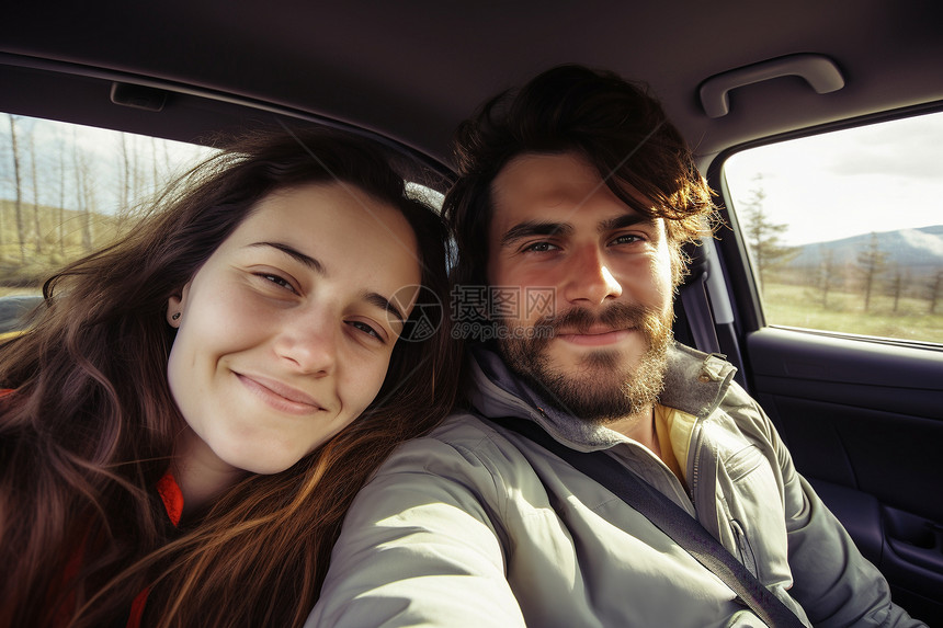 汽车里的情侣图片