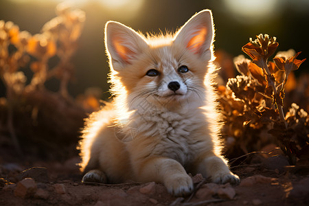 拿花朵狐狸阳光下可爱的狐狸背景