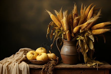 秋日丰收的农作物背景图片