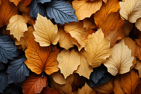 散落叶子明亮色彩的树叶插画