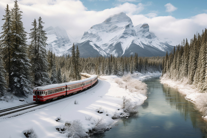 雪上的火车图片
