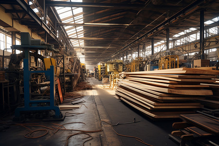 木材工厂内的仓库背景图片