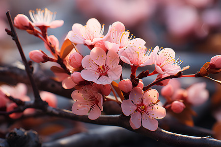 粉色迷人的桃花背景图片