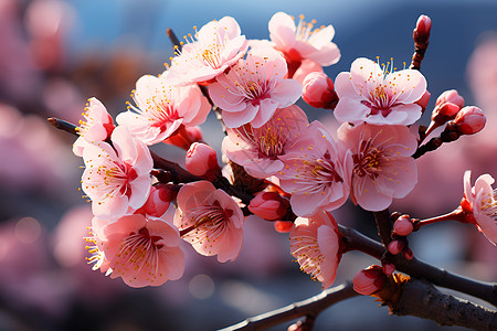 枝头粉色的桃花背景图片