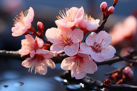 春天盛开的桃花背景图片