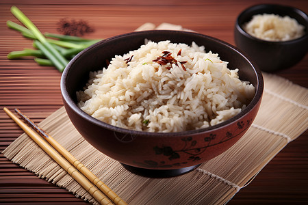 木碗中的米饭背景图片