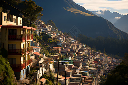 山峦与城市背景图片