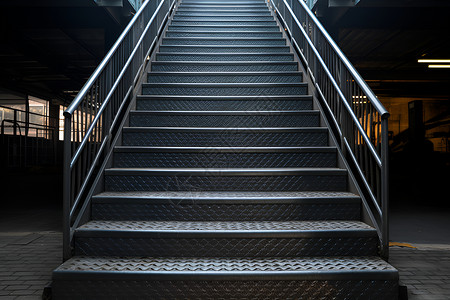 公共扶手楼梯与灯光背景