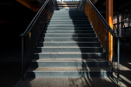 黑色的楼梯公共扶手高清图片
