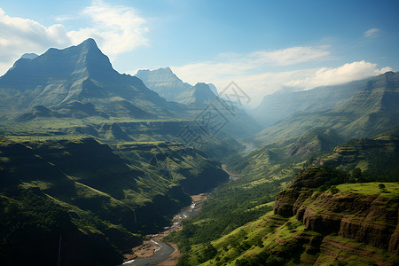 山绿色山谷背景图片