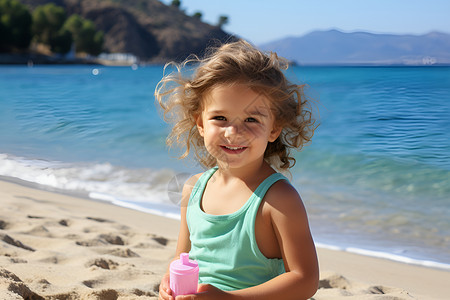 海滩上玩耍的孩子背景图片