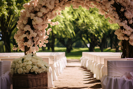 婚礼的鲜花装饰背景图片