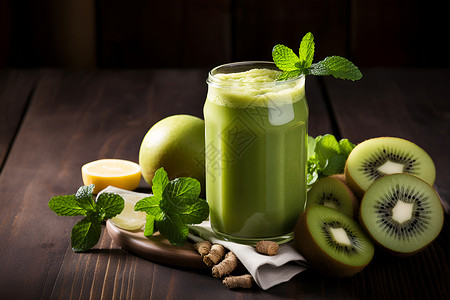 绿色猕猴桃健康绿色果蔬汁背景