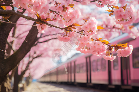 开满粉色花朵的树木背景图片