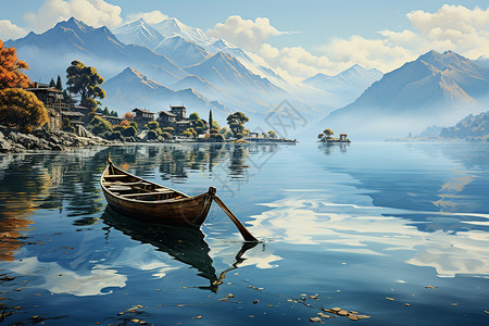 水面上的渔船背景图片