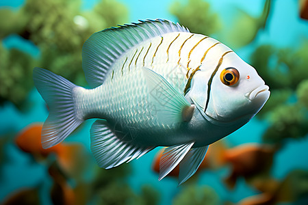热带海洋下的鱼类世界背景图片