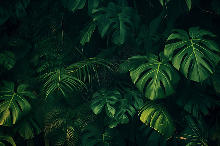 龟背叶素材绿野青翠的植物背景