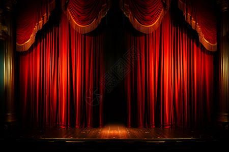 红色帷幕下的舞台背景图片