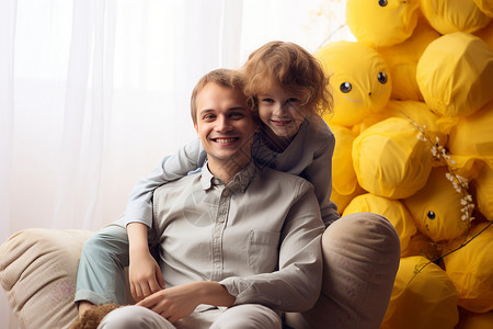 快乐的男士与孩子背景图片