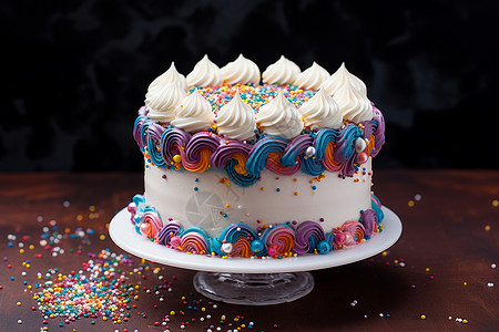 彩虹蛋糕庆祝派对甜点生日高清图片