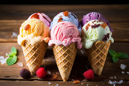 各式冰淇淋美味诱人的冰淇淋背景