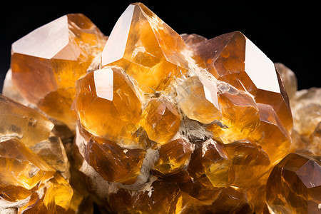 各种晶体黄色水晶的宝石之美背景