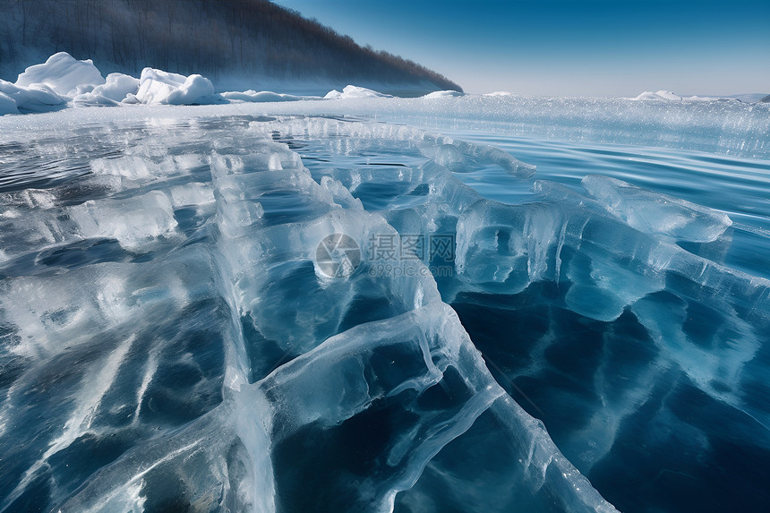 湖中漂浮的巨大冰山图片