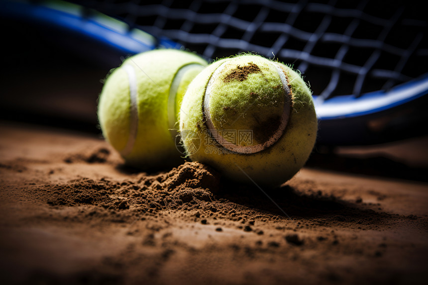 地面上的两个网球图片