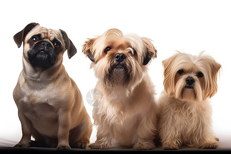 坐在一起的三只小狗背景图片