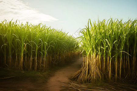 田野中种植的甘蔗背景图片