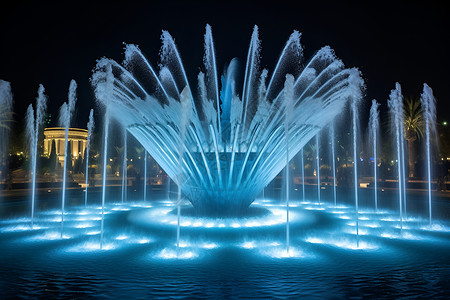 美丽的喷泉夜景背景图片