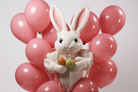 气球中可爱的兔子背景图片