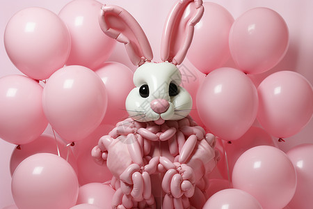 气球兔子气球中的玩偶兔子背景