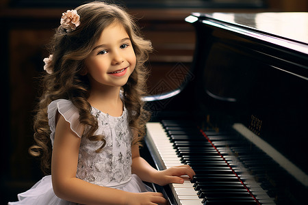 室内弹钢琴的女孩高清图片